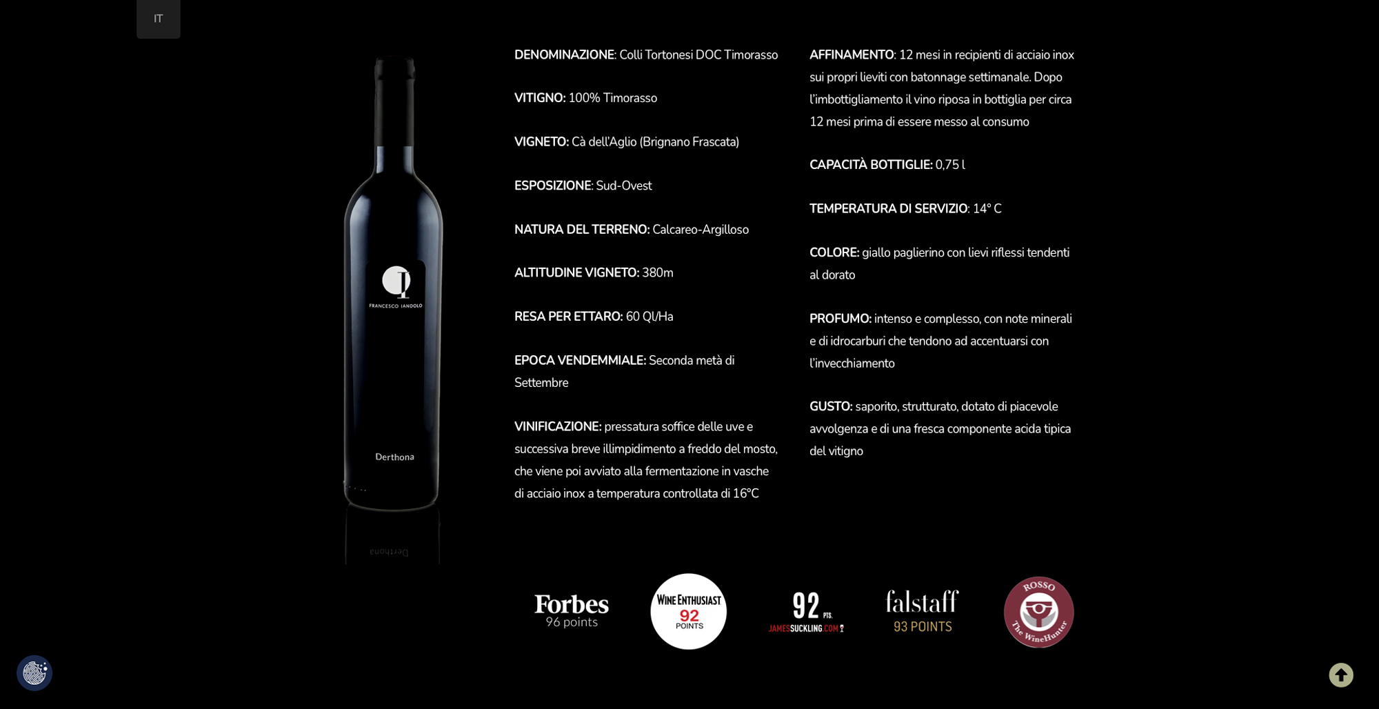 Wine product page with press recognitions, web design by Sogand Nobahar