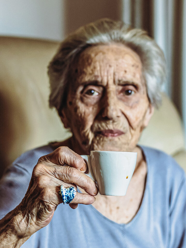 Nonna Ida with Nobahar design ring, photography by Sogand Nobahar, editorial jewelry photography