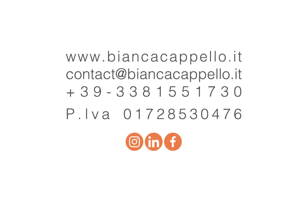 Business card back for jewellery historian Bianca Cappello, designed by Sogand Nobahar