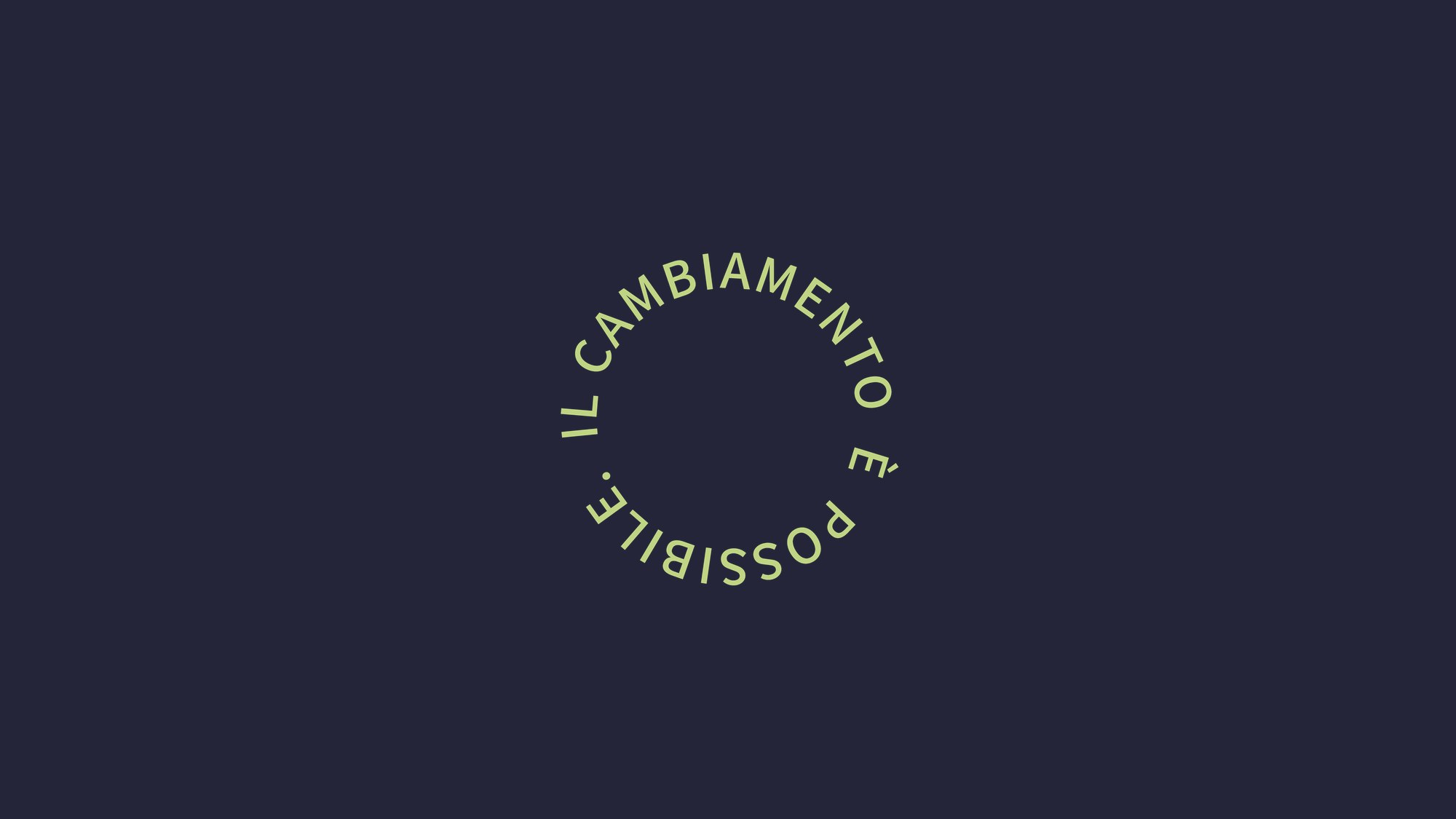 Il cambiamento è possibile seal in light green on navy, brand mark for Coltivazione Elementare designed by Sogand Nobahar