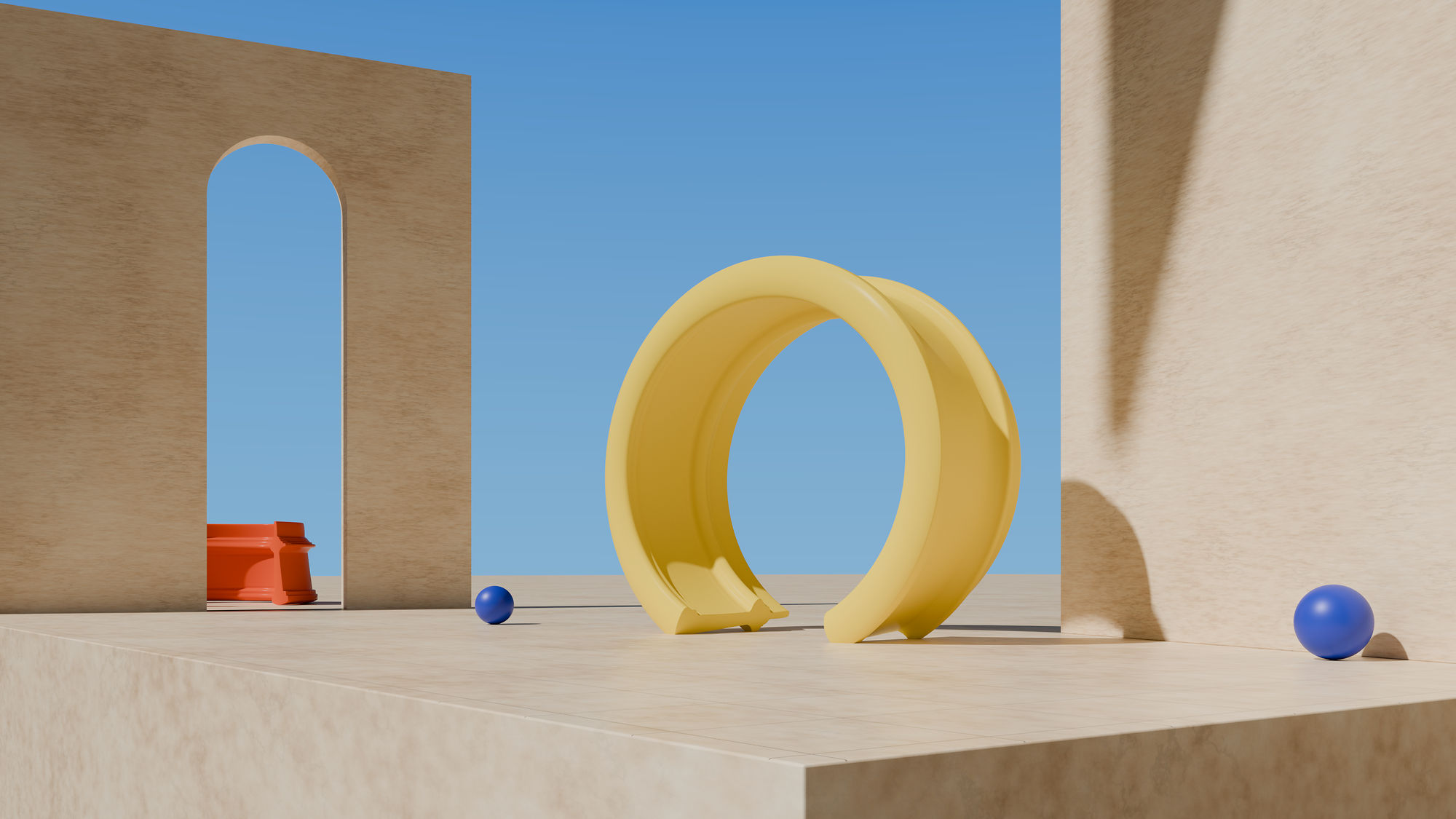 MyCity Tehran bracelet rendered at architectural scale in a sunlit courtyard, CGI by Sogand Nobahar