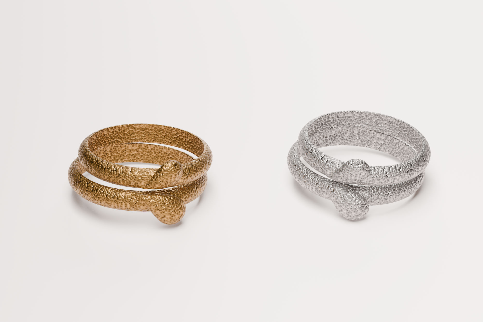3D render of the same two Sweet Heart rings, matched to the reference photograph, by Sogand Nobahar